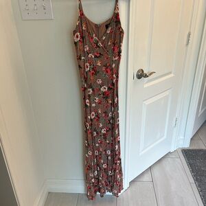 Lulu's Coral and White Floral Maxi Dress